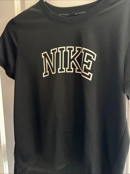 Nike Black Tee with White Outline Logo