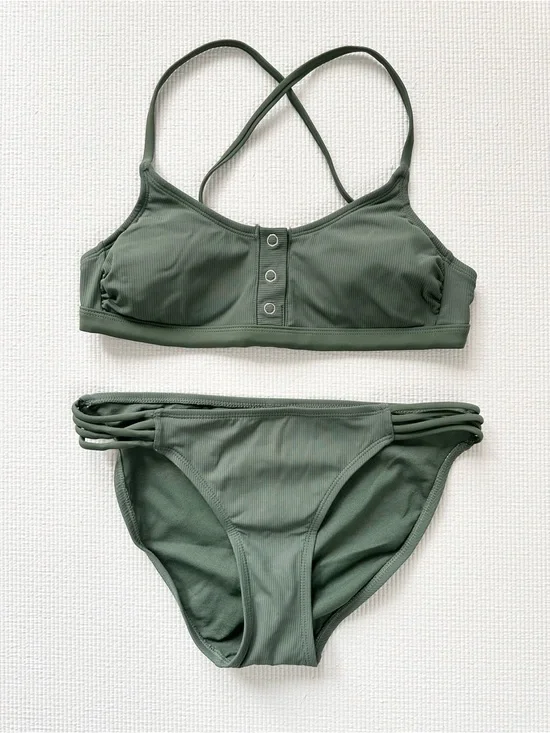 Olive Green Strappy Bikini Set
