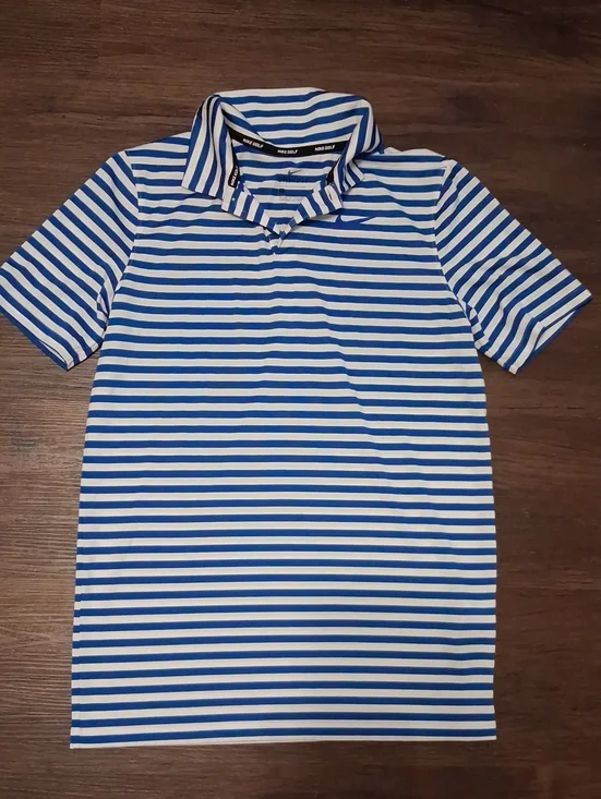 Nike Golf Blue and White Striped Kids Polo