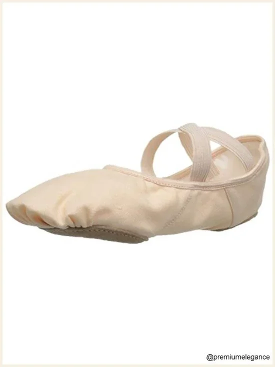 Canvas Ballet Shoe Split Sole Suede Patches Ballet Flat
