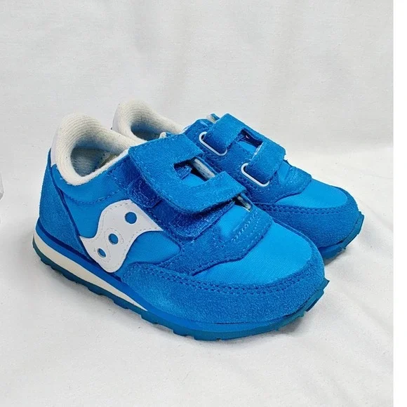 Saucony Baby Jazz H&L Sneakers Blue Suede Nylon Hook Loop 5.5M New