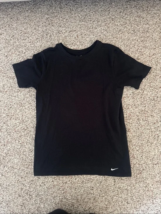 Nike Black Short-Sleeve Crew Tee with White Swoosh