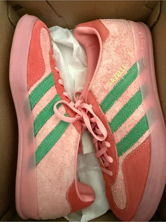 adidas Gazelle Pink and Green Women's Athletic Shoes