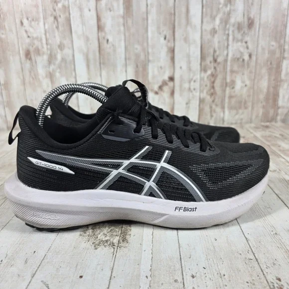 ASICS GT-1000 14 Black White Women Running Shoes 1012B859 Size 8.5 FF Blast