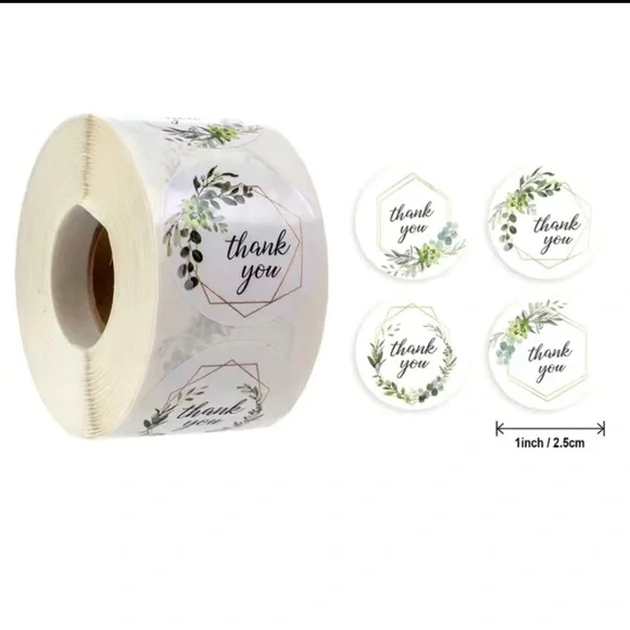 500pcs‎ green leaves thank you stickers
