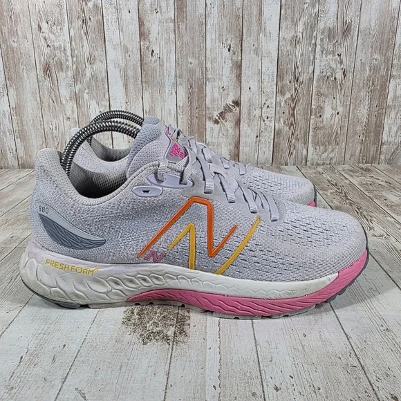 New Balance Fresh Foam 880v12 Womens Running Grey Pink Orange W880G12 Size 9