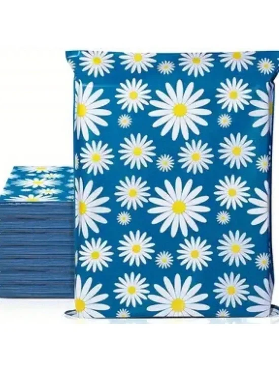 20 (10” x 13”) Blue Daisy Print Shipping Bags Mailers Poly Bags