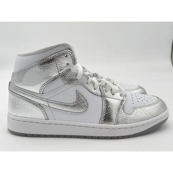 Women's 11 / Men's 9.5 - Nike Jordan 1 Mid Metallic Silver FN5031-100 No Box Lid