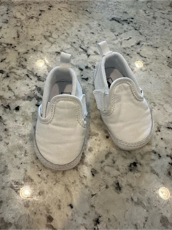 Vans Baby Slip-On Canvas Shoes in White