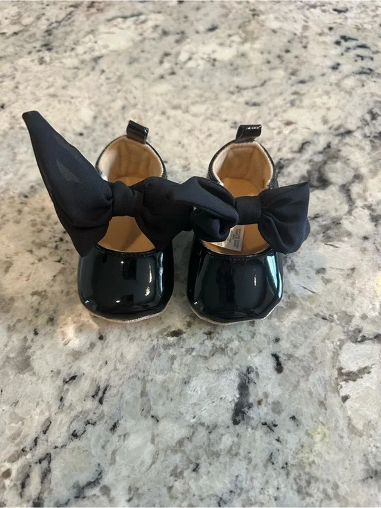 Classic Black Patent Kids Bow Mary Jane Shoes