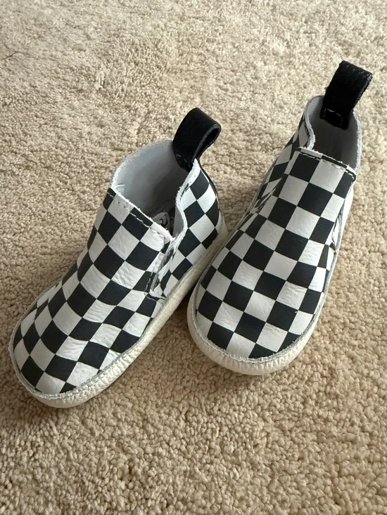 NEW Freshly Picked Black & White Checkered Slip On Shoe