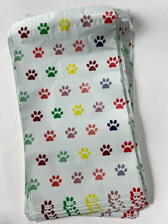 Puppy Pawprints 6x9 colorful poly mailers, unpadded (50)