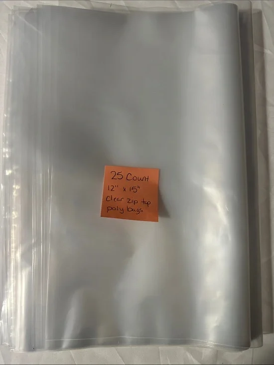 Clear Zip Top Poly Bags 12