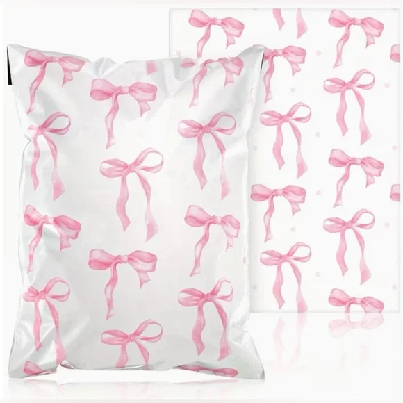 30 10” x 13” Pink Bow Poly Mailers