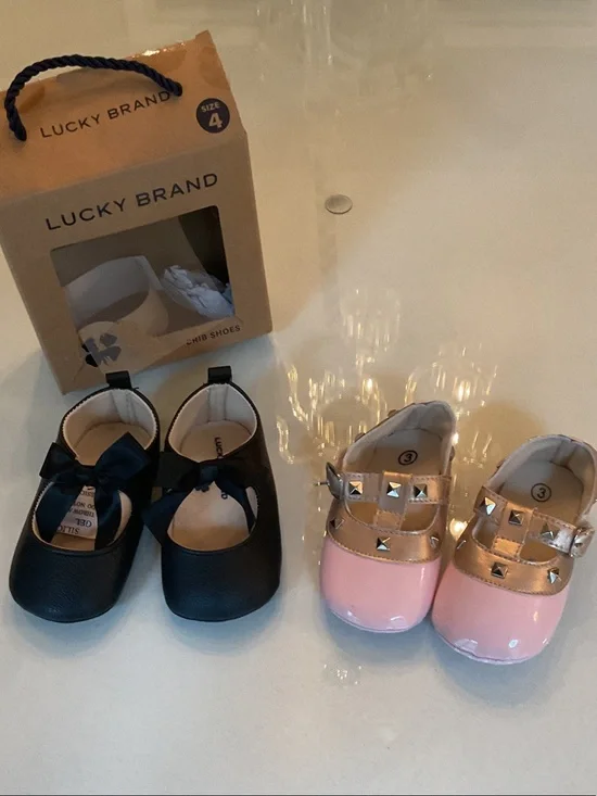 Lucky Brand Kids  black size 4 Pink and Gold Studded Mary Janes size 3