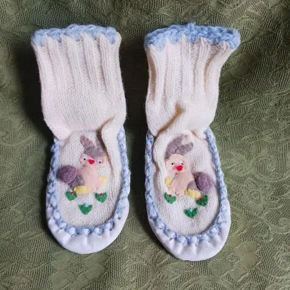 Vintage Easter Bunny Slipper Socks Infant Size 5