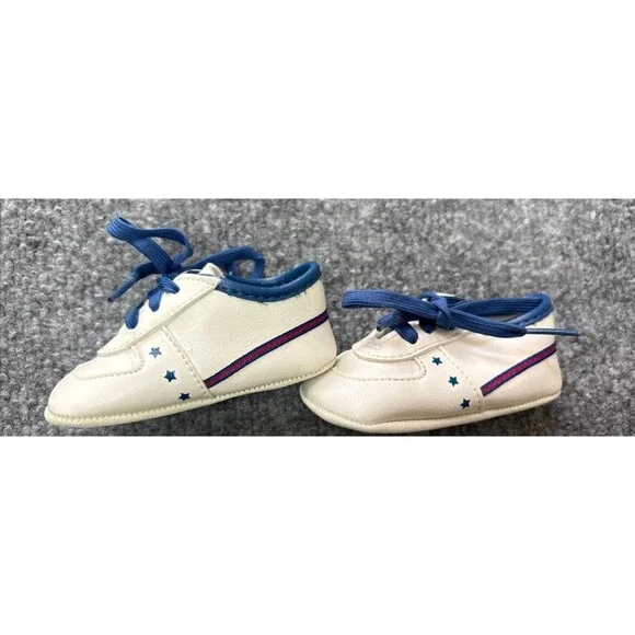 Wee Kids Vintage Infants Shoes Size 0 NEWBORN Boys 1990 Stars Made in USA Blue