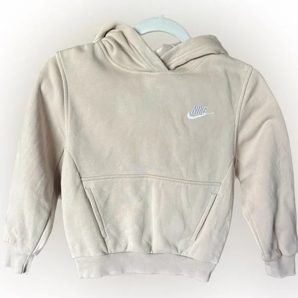 Nike Club Fleece Toddler/Kids Hoodie Sweatshirt Tan Embroidered Nike Size XS