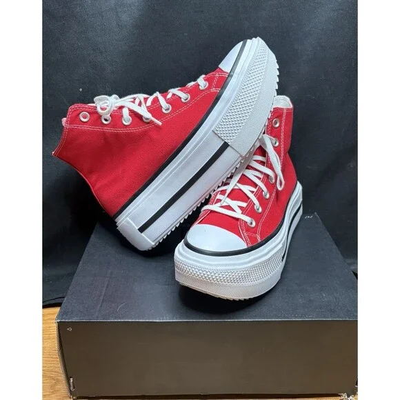 Converse Chuck Taylor Lift Double Stack Hi Womens 8.5 shoes Sneaker Red A15542C
