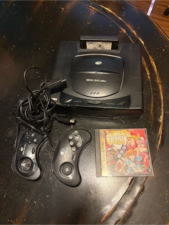 Sega Saturn Black Console MK-80000 w/ Controllers, 2 Game No AV, Power cable