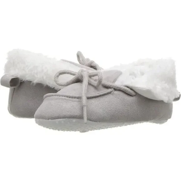Luvable Friends Baby Booties Unisex Infants Moccasin Shoes Gray Size 0-6 Months