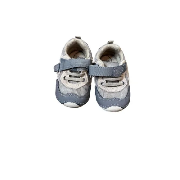 Stride Rite Soft Motion Rhett Shoes Boys Size 4.5M Gray Sneaker Hook‎ & Loop