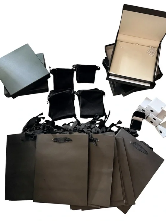 Luxury Jewelry Boxes, Pouches & Gift Bags - Black Set