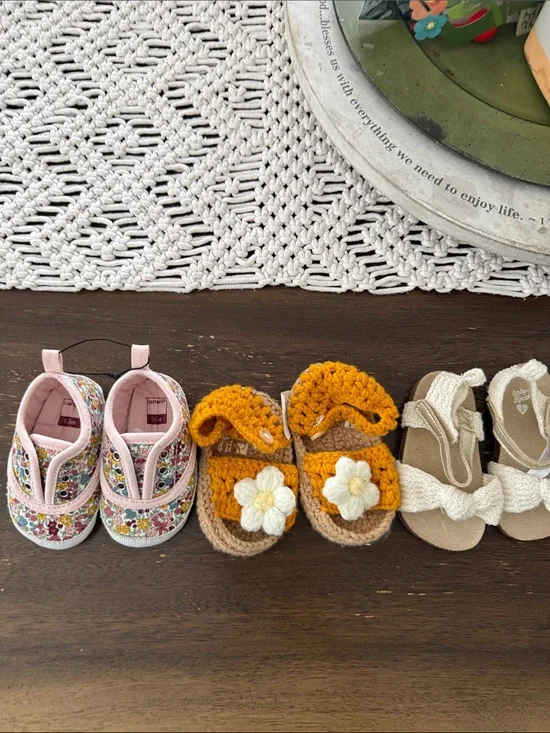 Carter's Yellow Crochet Flower Baby Sandals