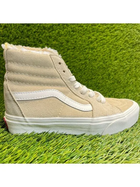 Vans Sk8 Hi Cozy Hug Biscotti Womens Size 5.5 Beige Athletic Skate Shoes Sneaker