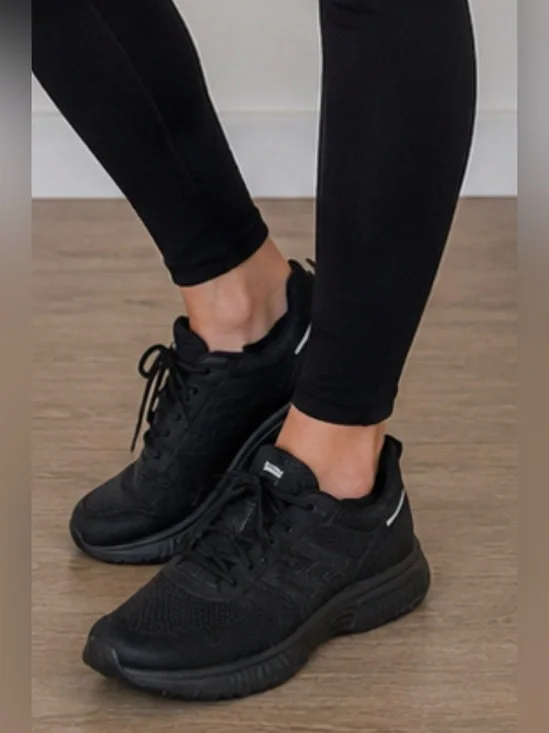 OnToFeet Black Knit Walking Sneakers | Lightweight Comfort Shoes