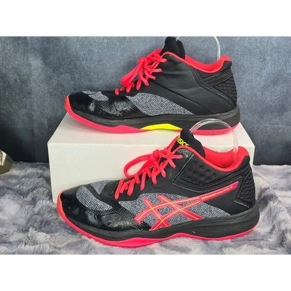 Asics Netburner Ballistic FF MT Black Pink Volleyball Shoes Women Size 9.5