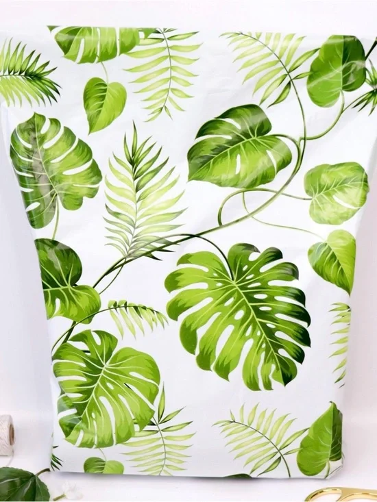 Green Leaves Gusseted Poly Mailers 14.5