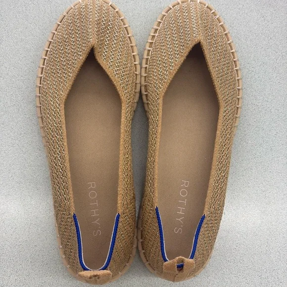 Rothy’s The Espadrille, Gold/Diamond Metallic, Size 8.5, NWOT