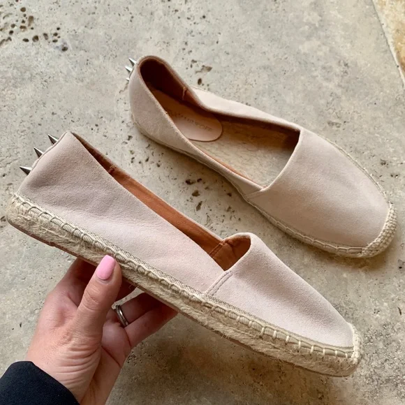 Rebecca Minkoff Suede Rockstud Espadrille Flat 8.5