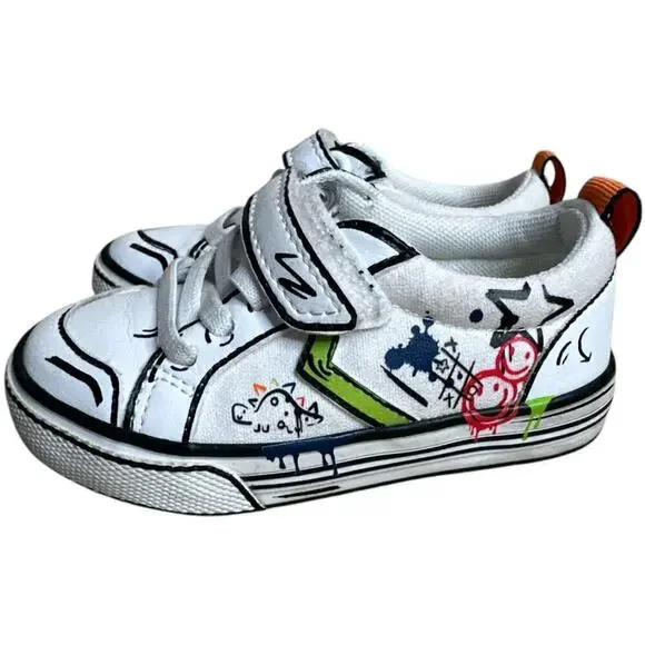 Next White Doodle Graffiti Ortholite Sneakers Toddler Unisex Size 6