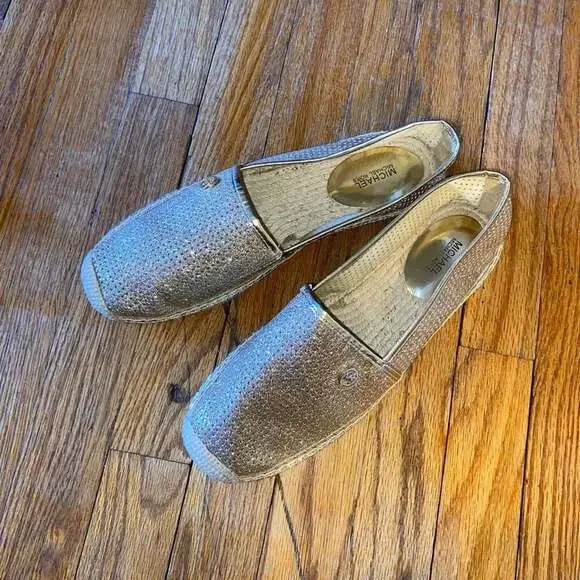 Michael Kors 10M Kendrick Glitter Mesh Espadrille Flats