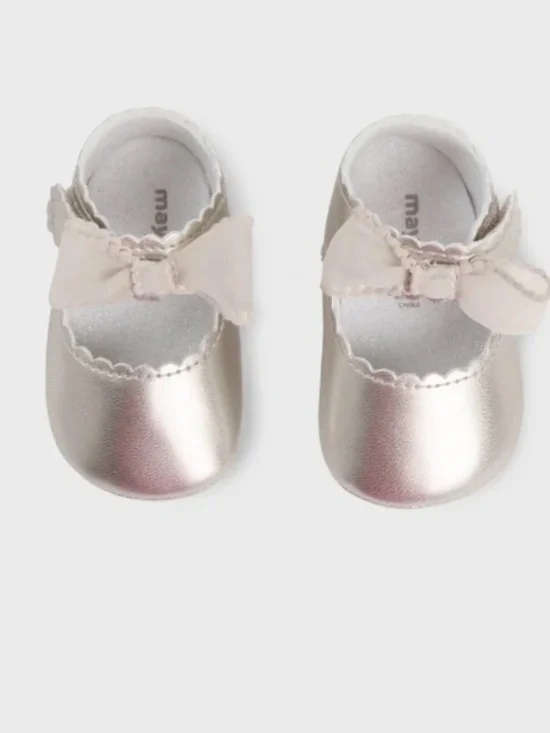 Mayoral Bow Mary Jane For Newborn Girl - Champagne (Size 3-6M)
