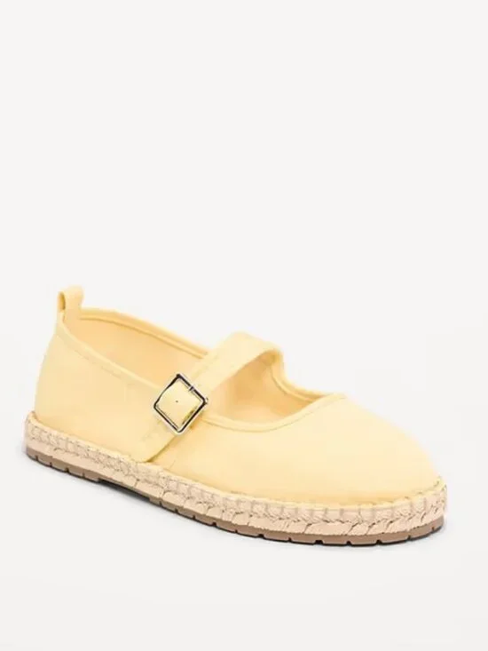 NEW! Women's OLD NAVY Buckle Mary Jane Espadrille Flats Shoes YELLOW Size 9 1/2
