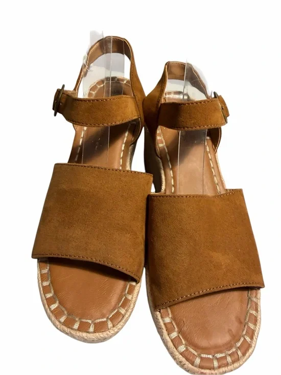 Sechelles Espadrille Suede Open-Toe Ankle Strap Wedge Sandals Sz 7.5