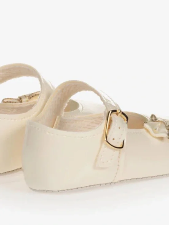 Baypods Baby Girls Ivory Patent Pre-Walker Shoes with Bow (Size 6-9M)