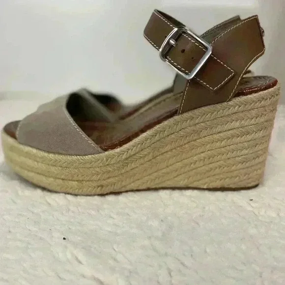 Sam Edelman Women’s Platform Wedge Espadrille Sandals Beige‎ Buckle Size 9.5