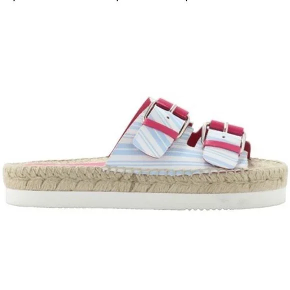 Virginie Dhello For Cosmoparis Buckle and Striped Espadrille Sandals 39