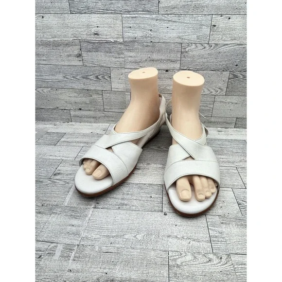 SAS Shoes Womens Size 11‎ M White Slingback Wedge Sandals Comfort Leather USA