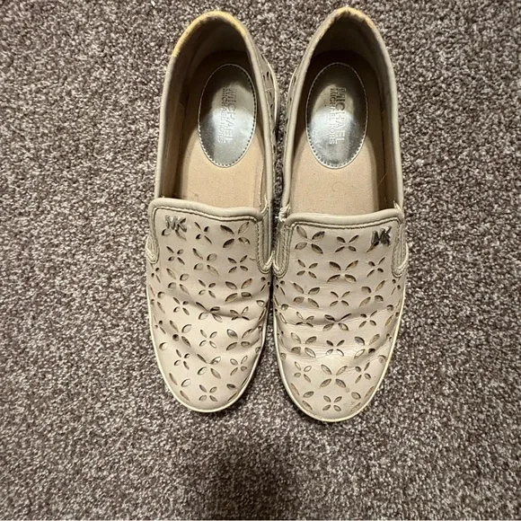 Michael Kors Keaton Leather Slip-On Shoes with Perforated Laser Cut Design