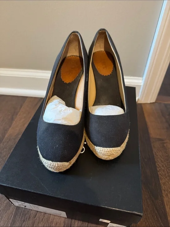 Women’s Black Espadrille Wedge