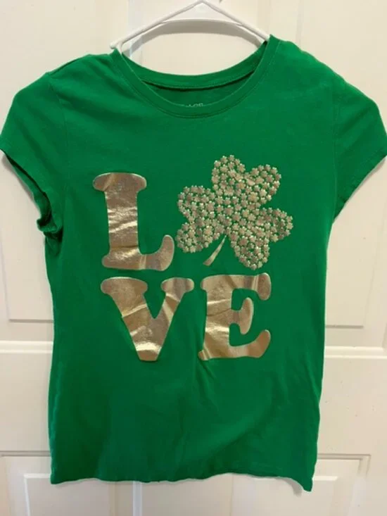 Childrens Place - Girls Green Shamrock Tee - 14 - MUST BE BUNDLED, MARKED DOWN