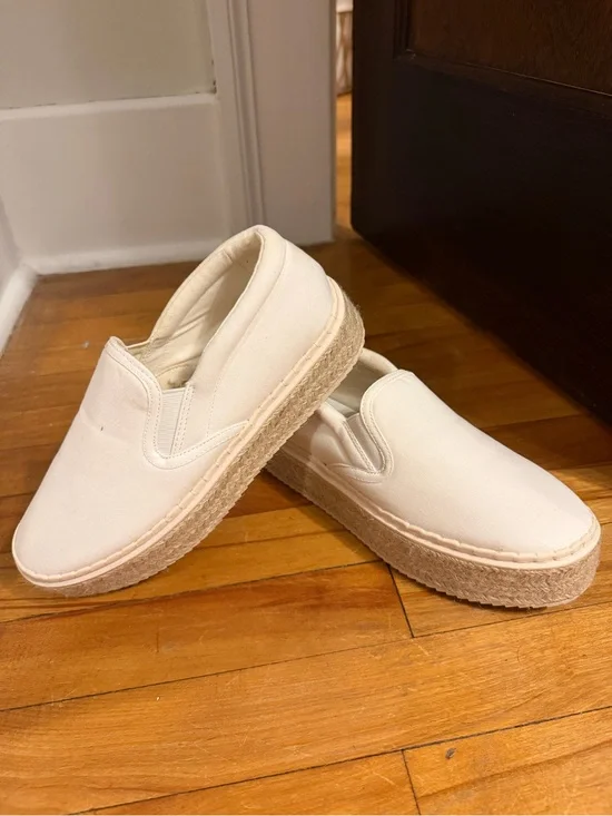 H&M Slip-On Canvas Platform Espadrille Sneakers - White