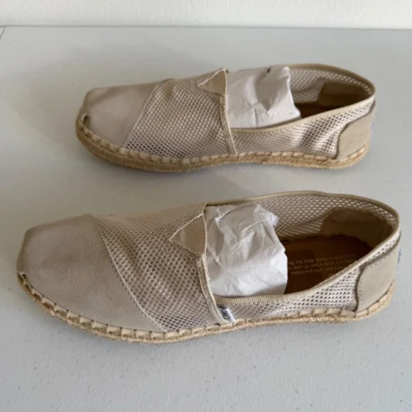 TOMS Alpargata Espadrille‎ Mesh and Suede Slip-On Cream Shoe Size 9