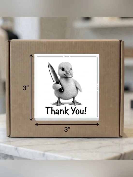 Knife Duckling Thank You Stickers  3”x3”-100ct.