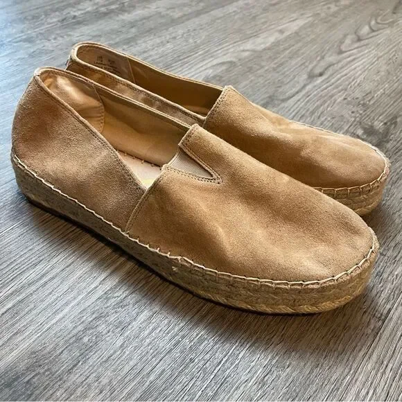 SAM EDELMAN Cherlene Tan Suede Platform Espadrille Slip Ons